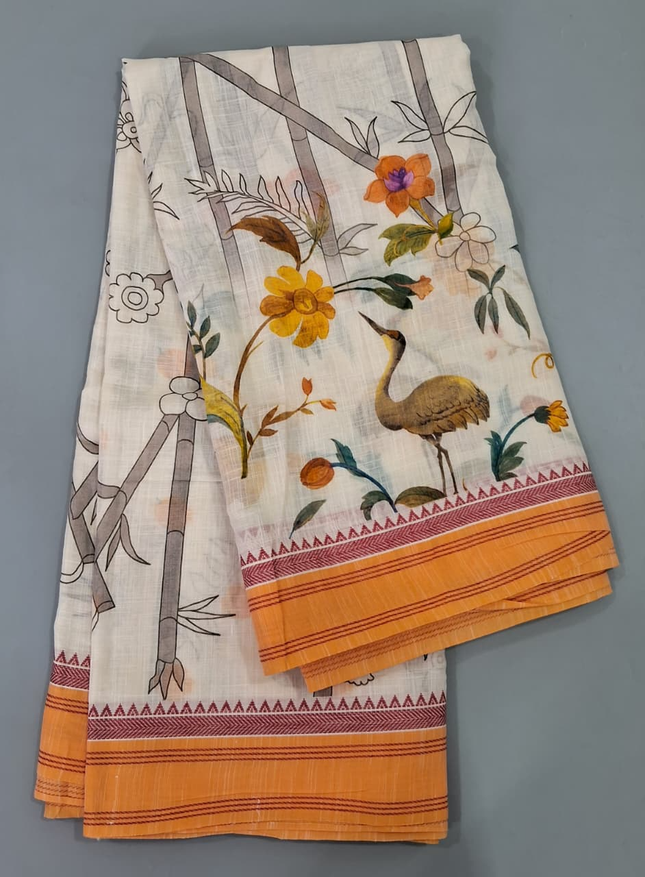 White Khadhi Cotton Saree