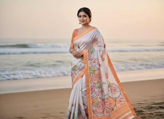 White Khadhi Cotton_ Saree