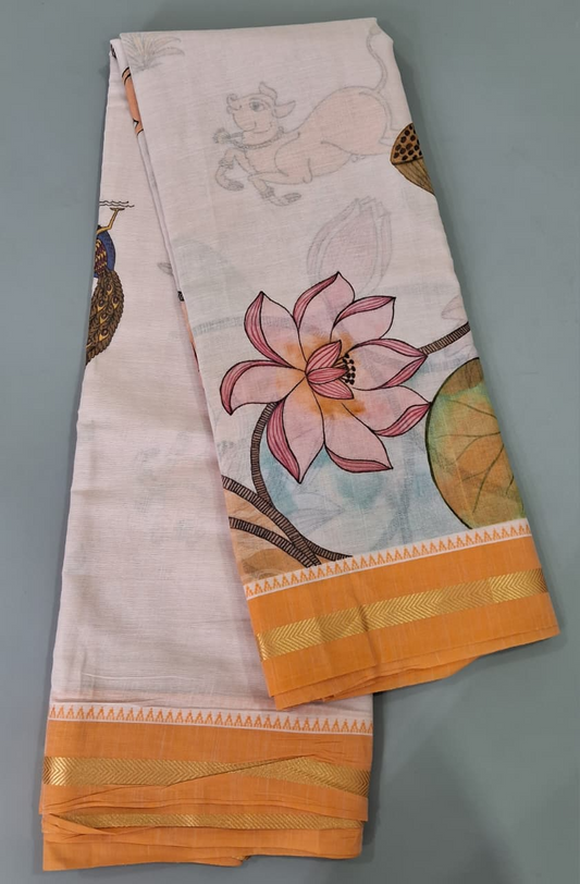 White Khadhi Cotton Saree 