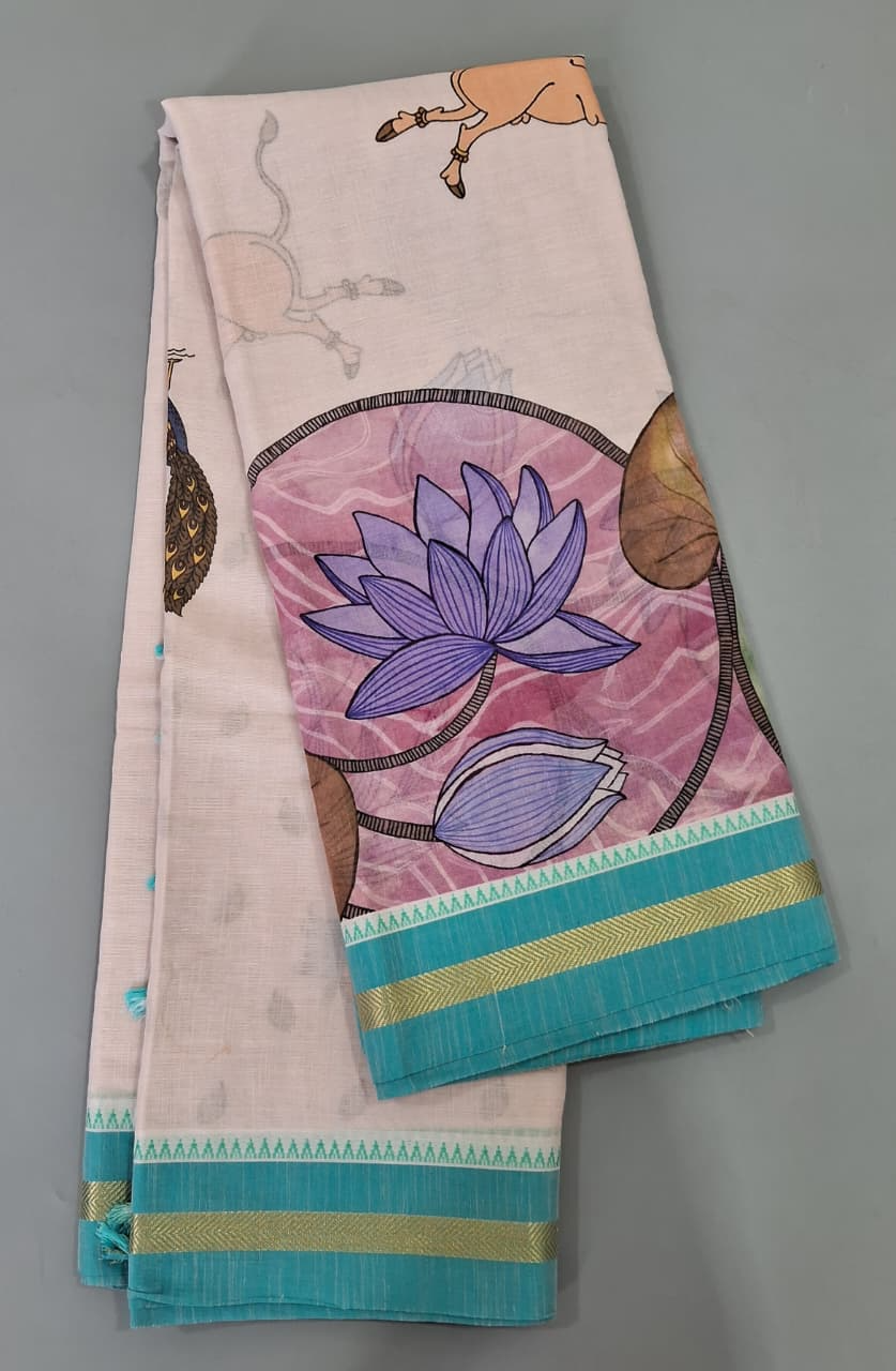 White Khadhi Cotton Saree 