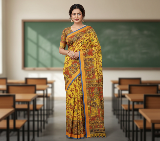 Yellow Khadhi Cotton _Saree