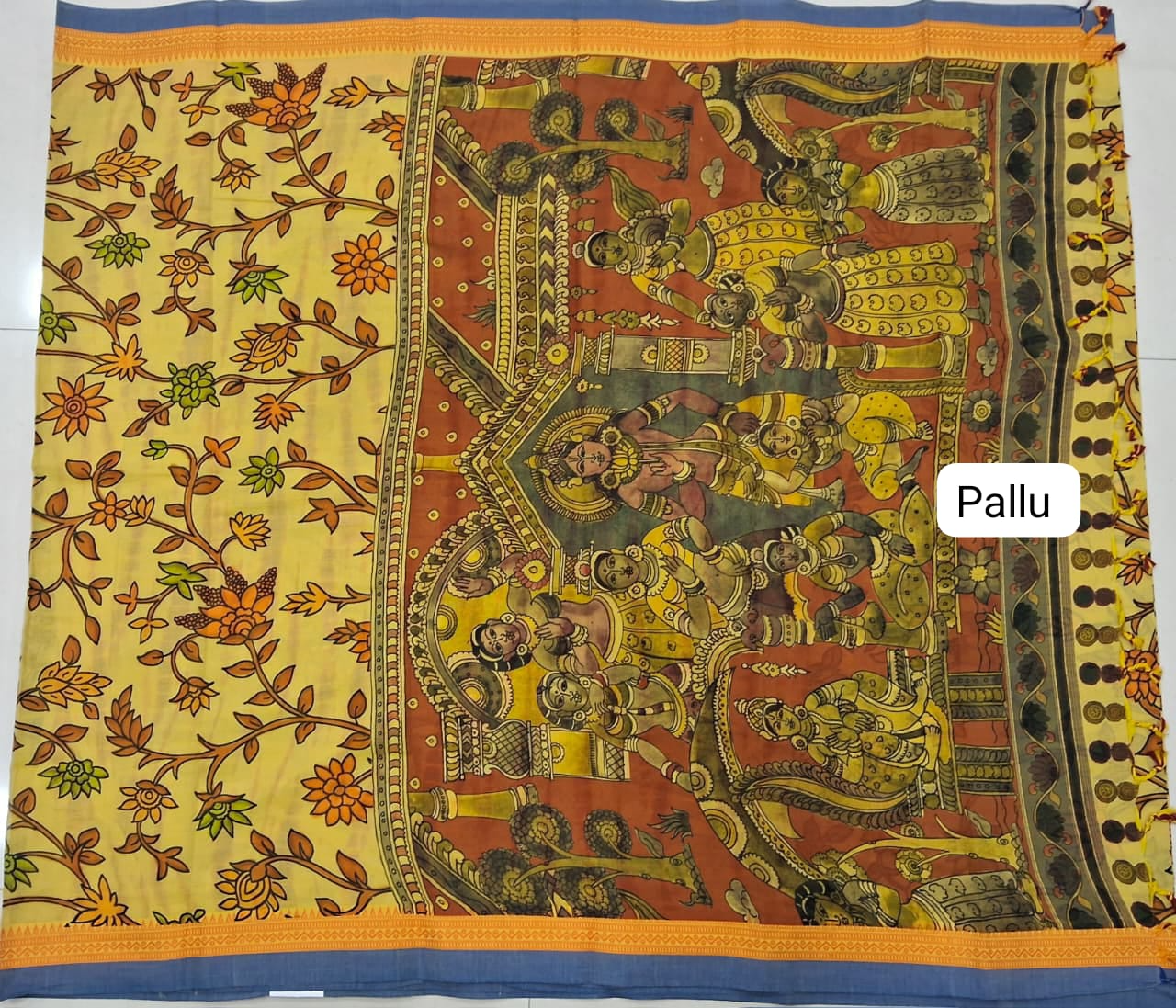 Yellow Khadhi Cotton Saree Pallu