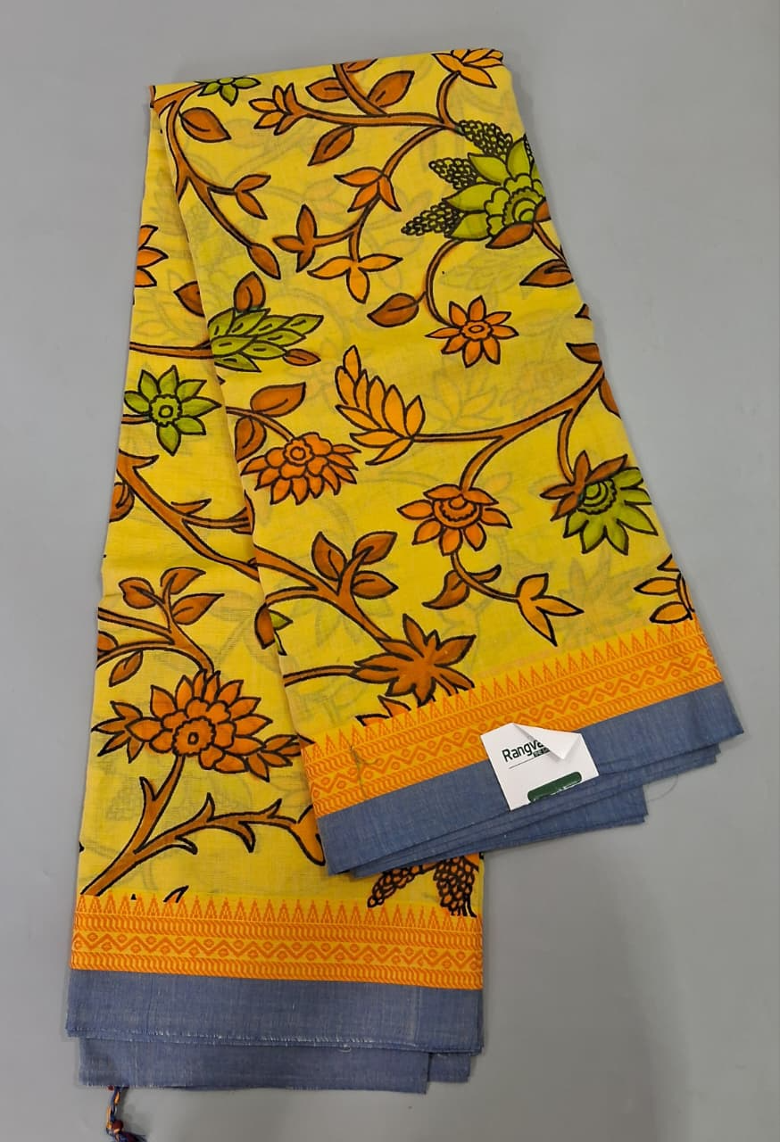 Yellow Khadhi Cotton Saree