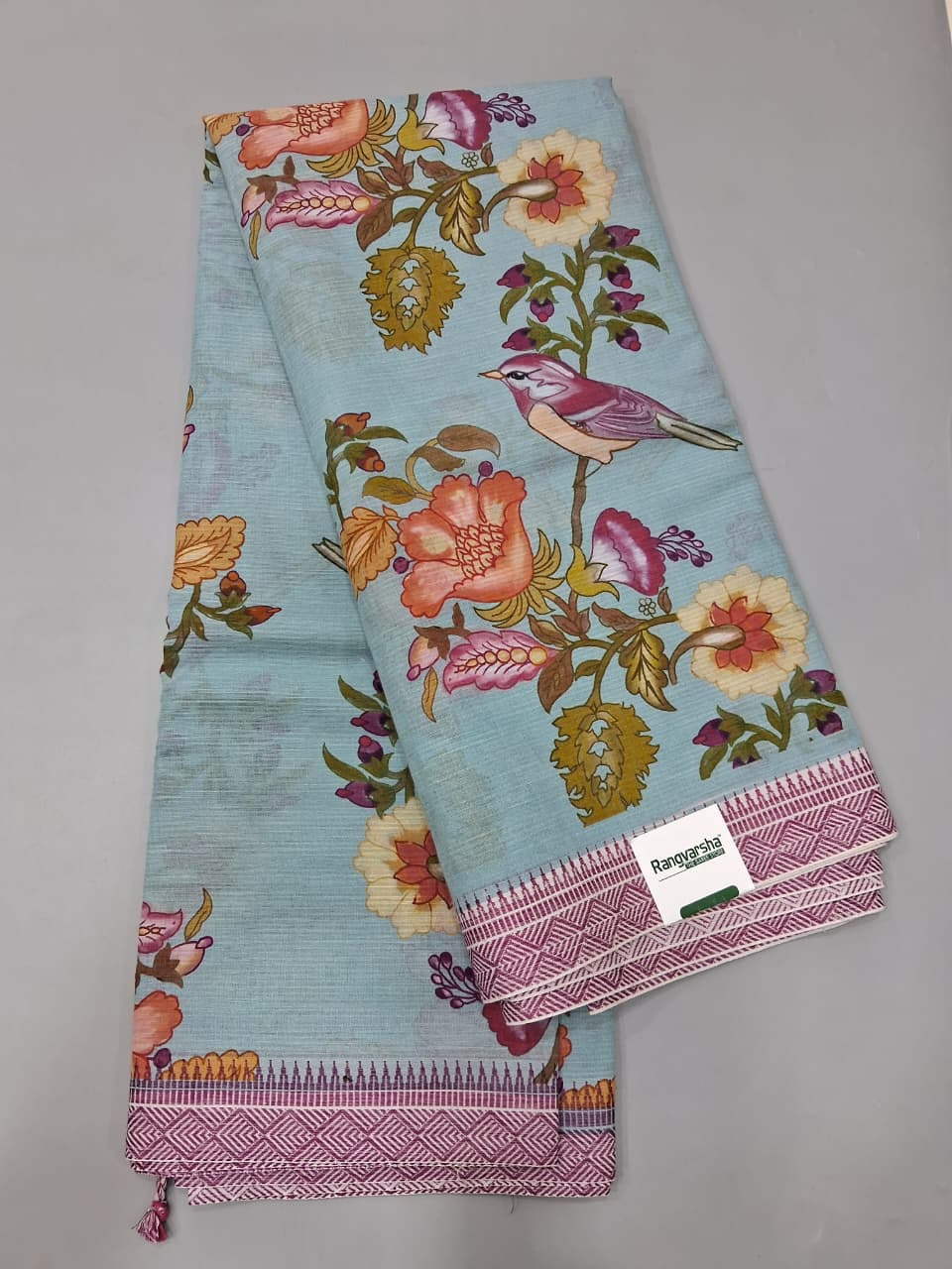 Sea Blue Khadhi Cotton Saree 