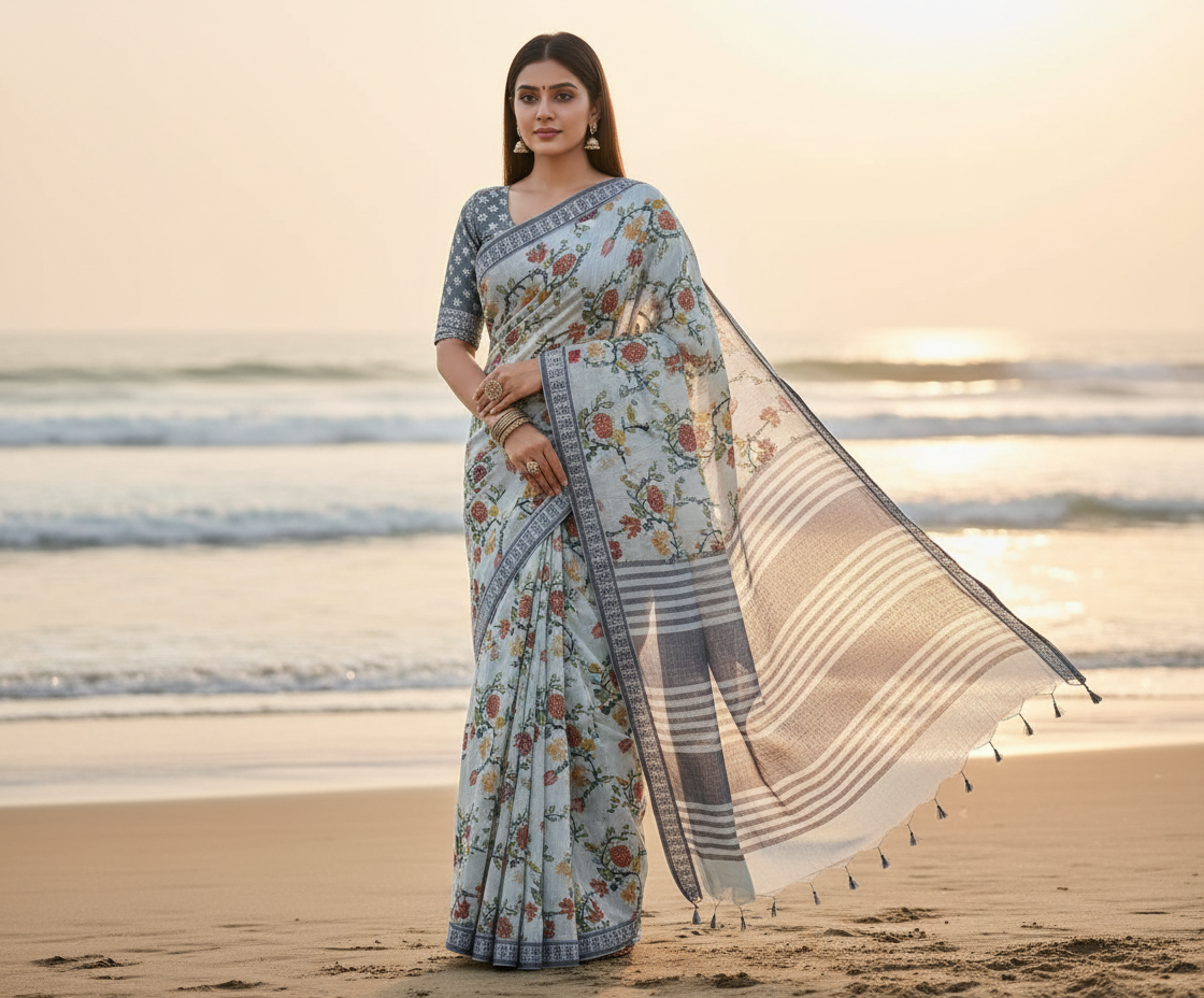 Light Blue Khadhi Cotton_ Saree