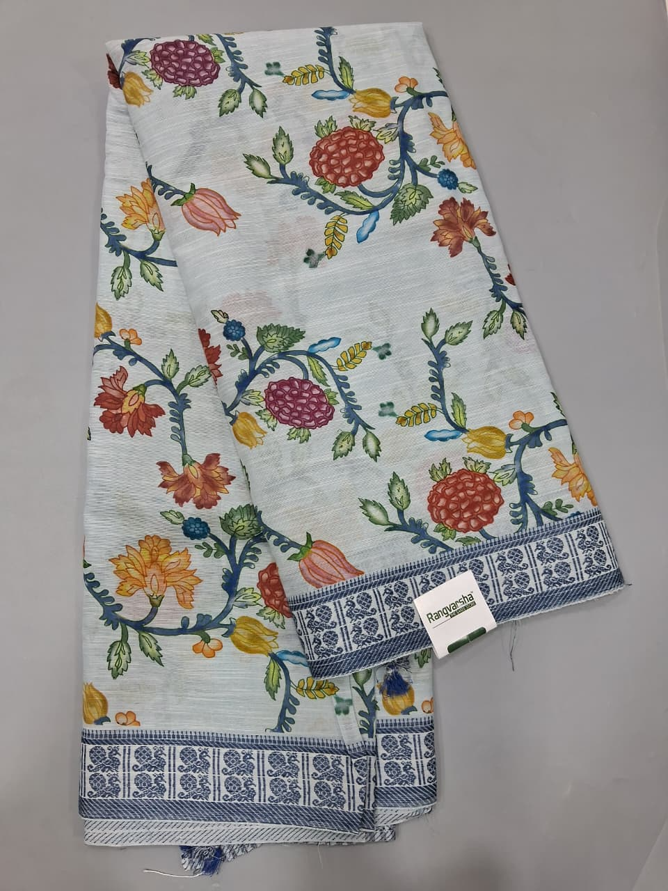 Light Blue Khadhi Cotton Saree