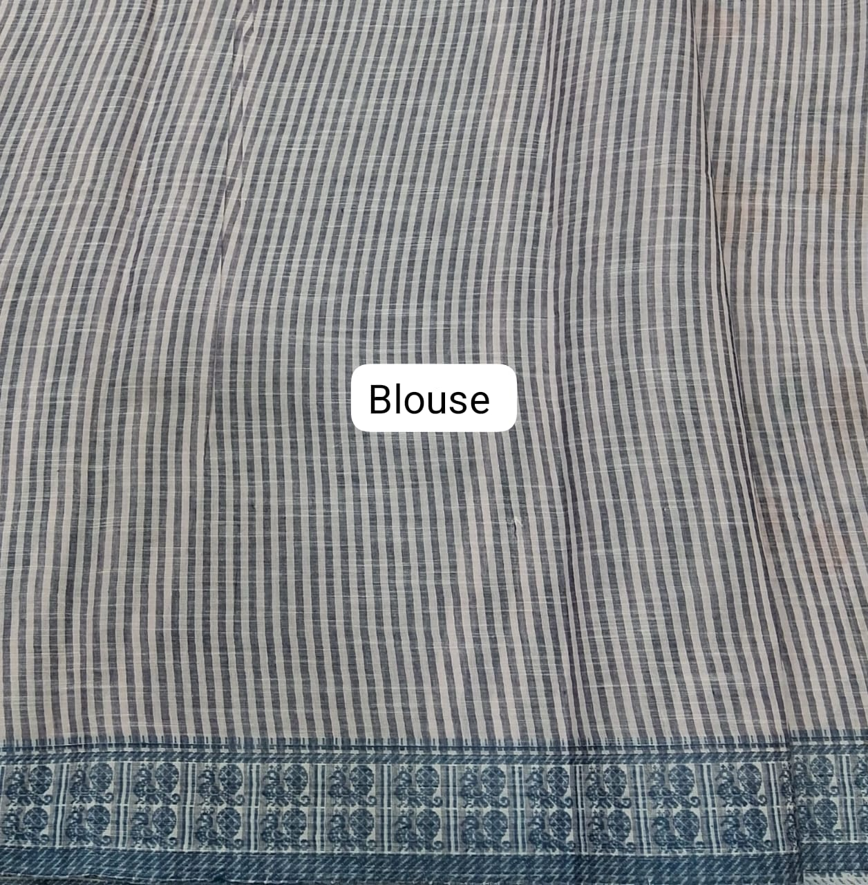 White Khadhi Cotton Saree Blouse