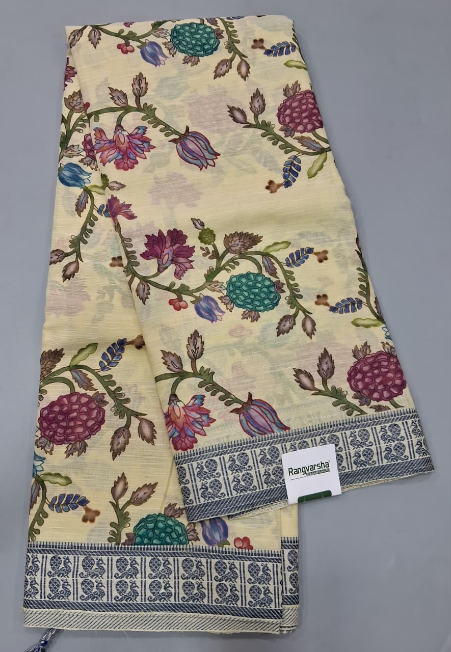 White khadhi cotton saree