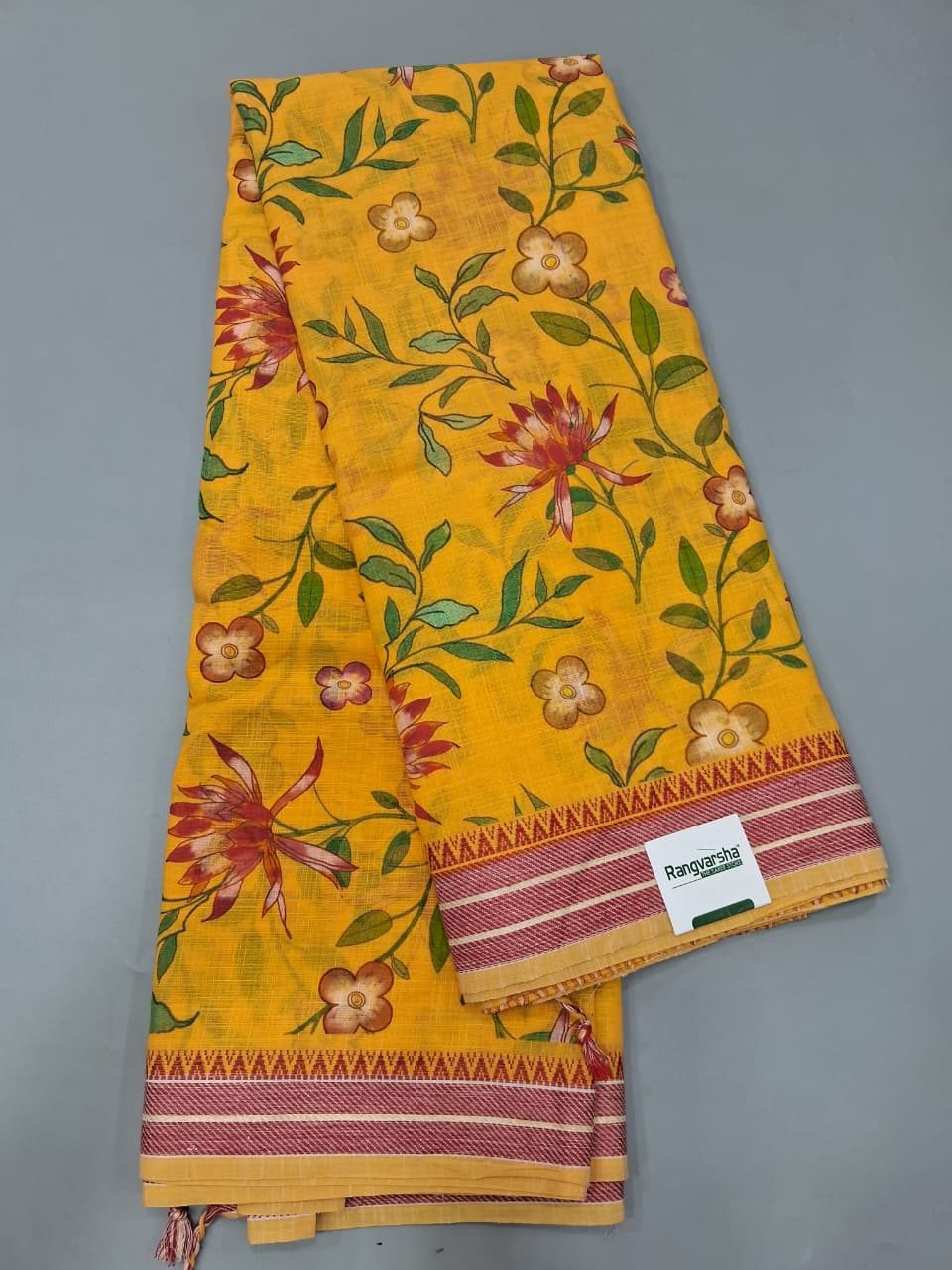 Yellow Khadhi Cotton Saree