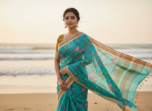 Sky Blue Khadhi Cotton_ Saree