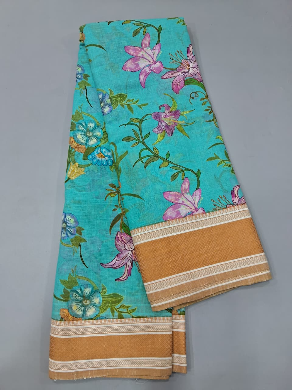 Sky Blue Khadhi Cotton Saree