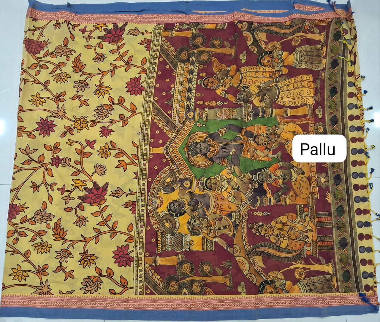 Yellow Khadhi Cotton Saree  Pallu