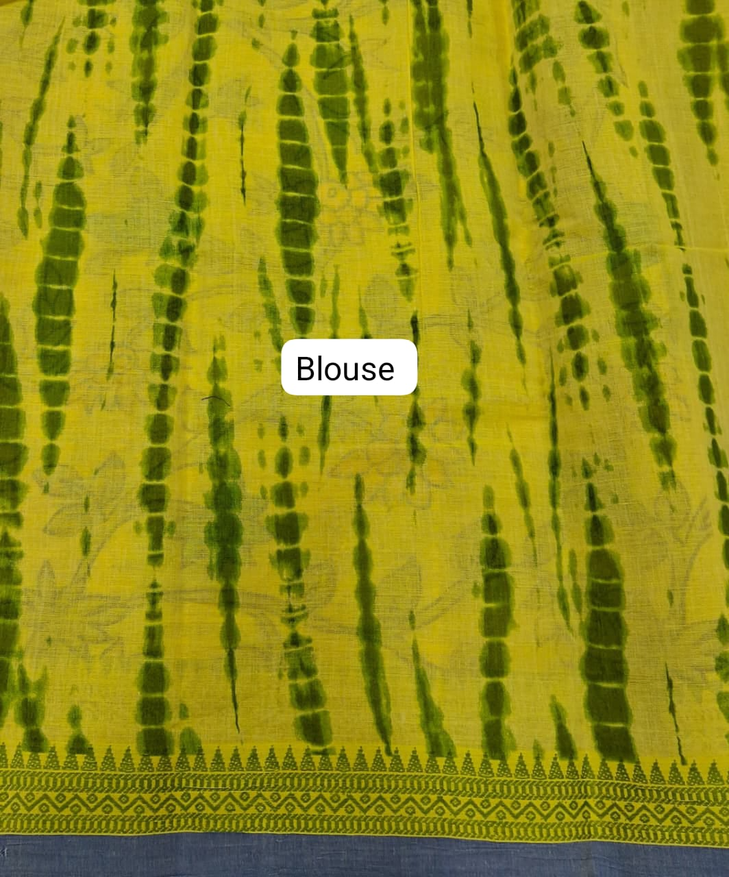 Yellow Khadhi Floral Print Saree blouse