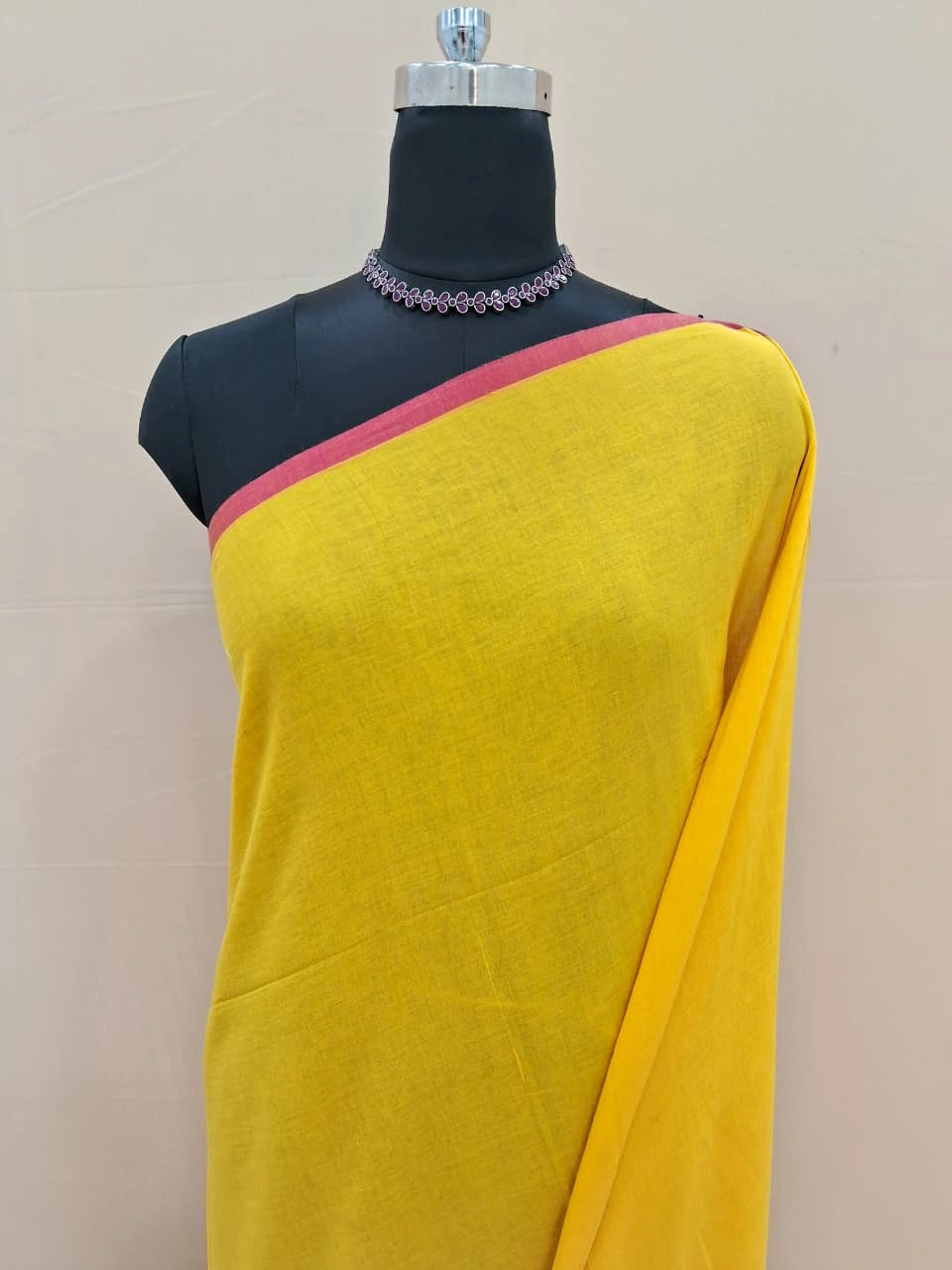 Mango Yellow khadhi mulmul cotton saree 1
