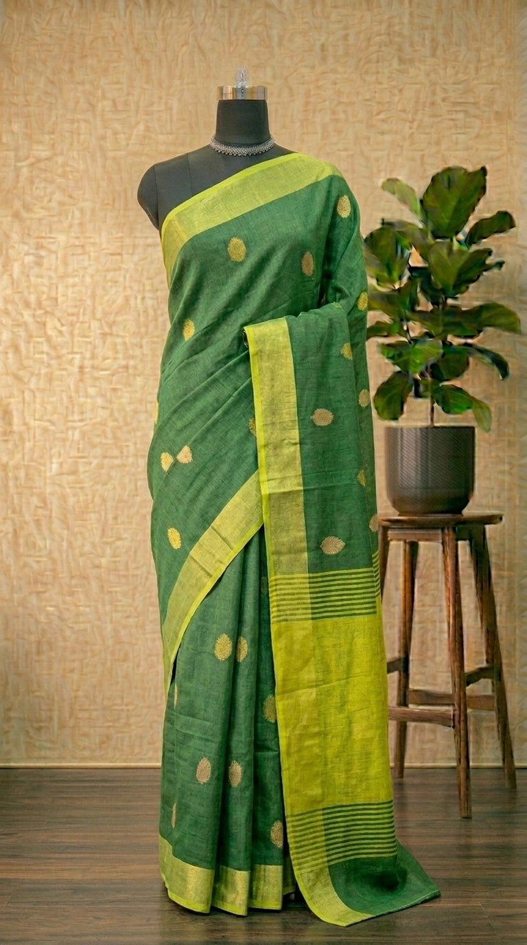 Green Khadhi Cotton Sarees