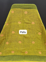 Elegant Green Khadhi Cotton Saree pallu