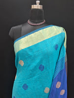 Traditional Sky Blue Khadhi Cotton Saree 