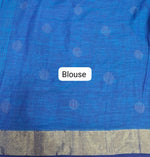 Traditional Sky Blue Khadhi Cotton Saree blouse