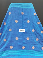 Traditional Sky Blue Khadhi Cotton Saree pallu