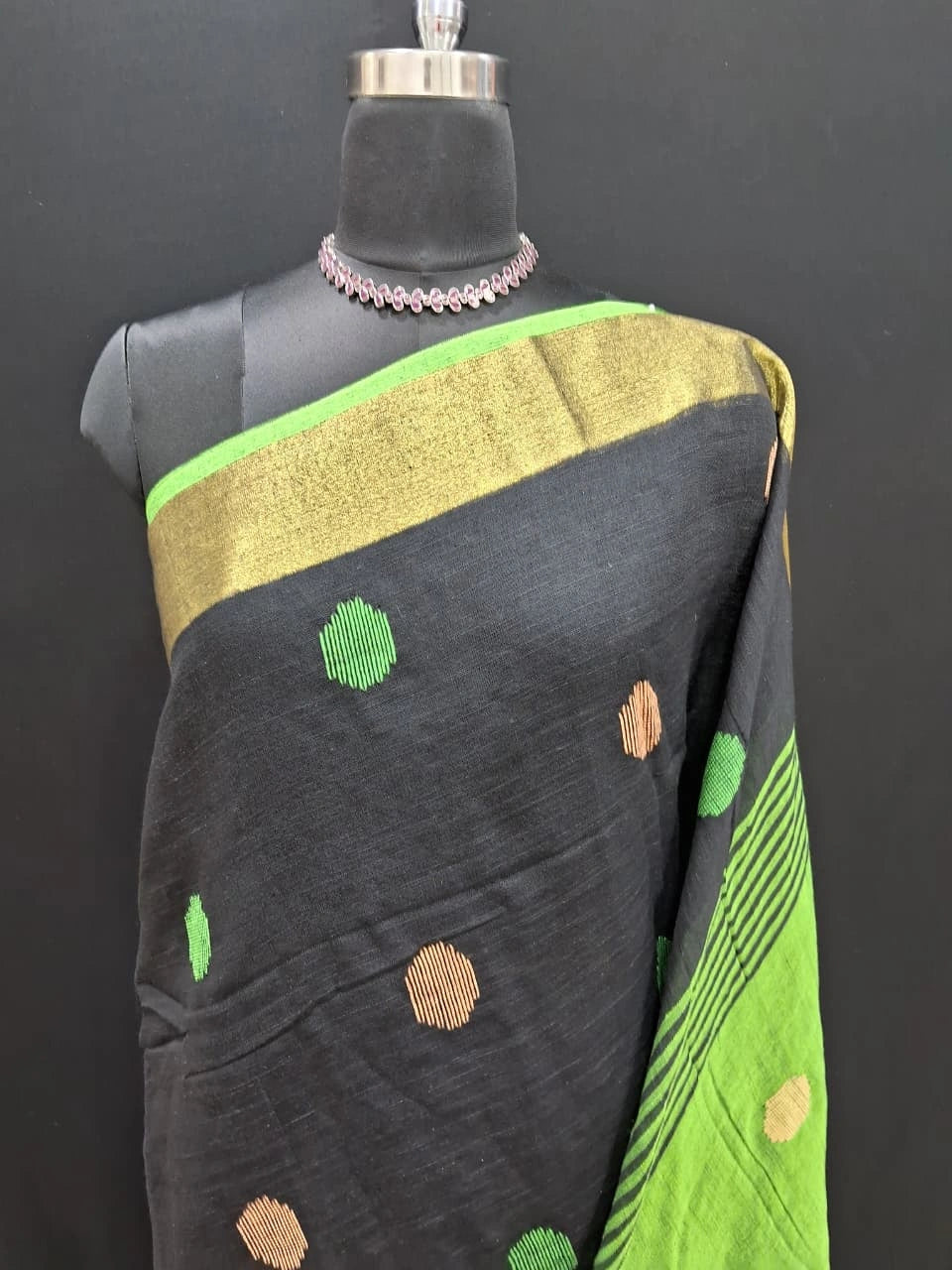 Graceful Black Traditional Khadhi Cotton Saree 