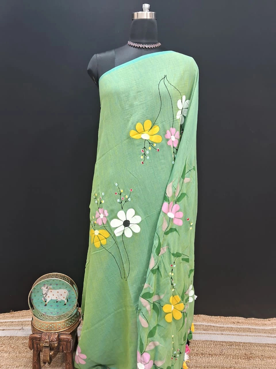 Marine Blue Khadhi Cotton Saree