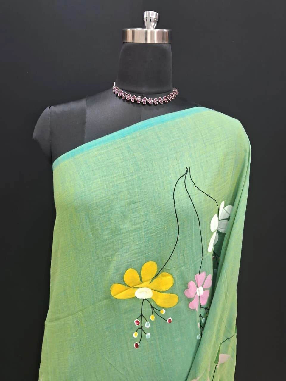 Marine Blue Khadhi Cotton Saree 