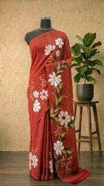 Tomato Red Khadhi Cotton Saree