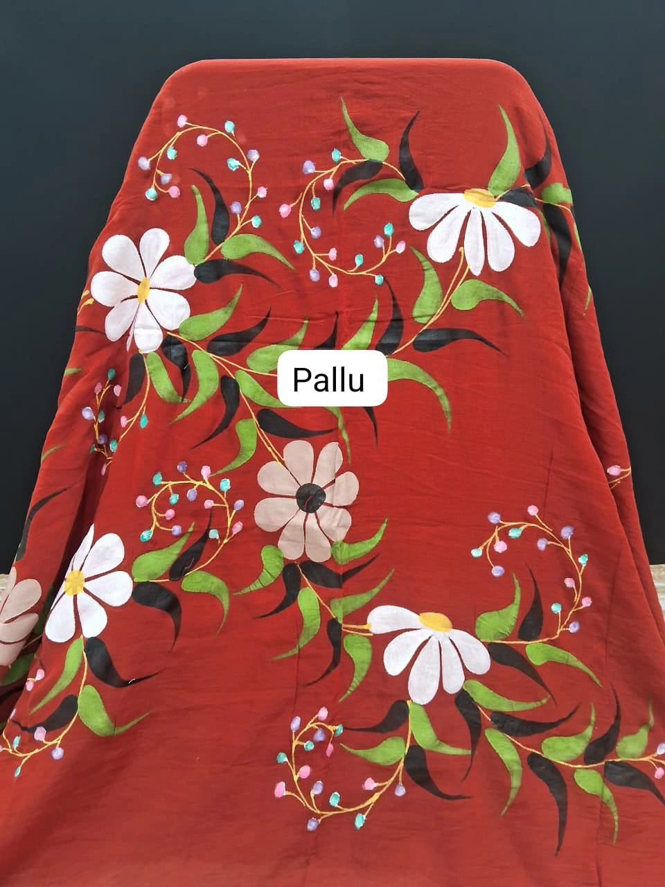 Tomato Red Khadhi Cotton Saree pallu