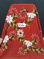 Tomato Red Khadhi Cotton Saree pallu