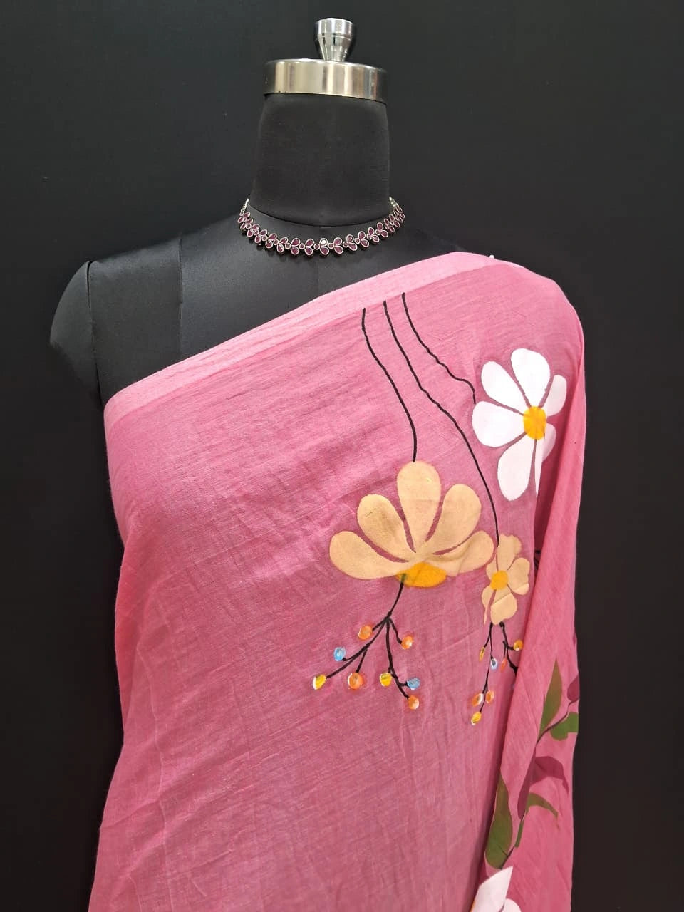 Traditional Pink Khadhi Cotton Saree 