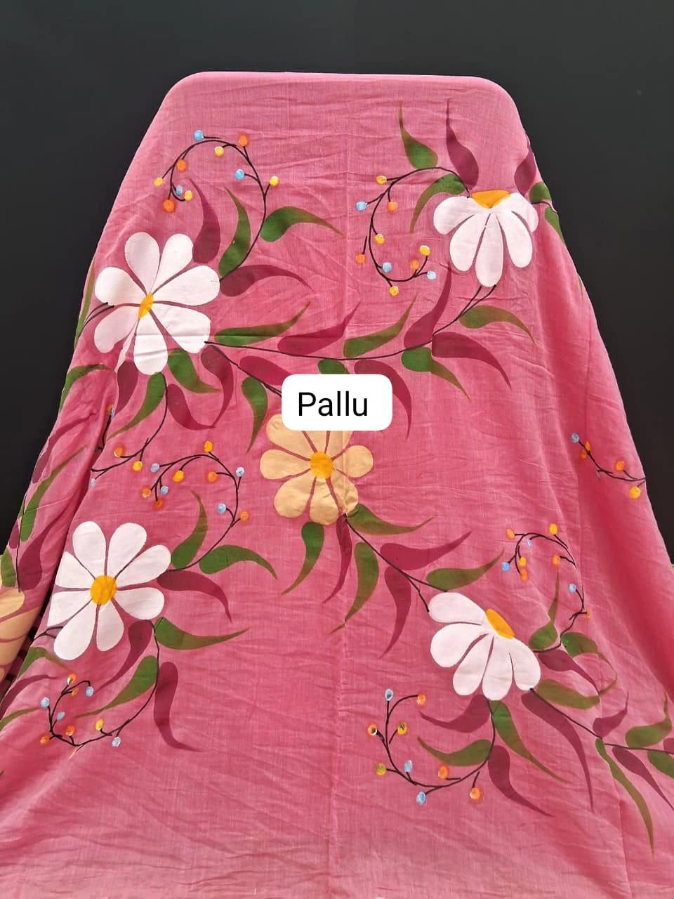 Traditional Pink Khadhi Cotton Saree pallu