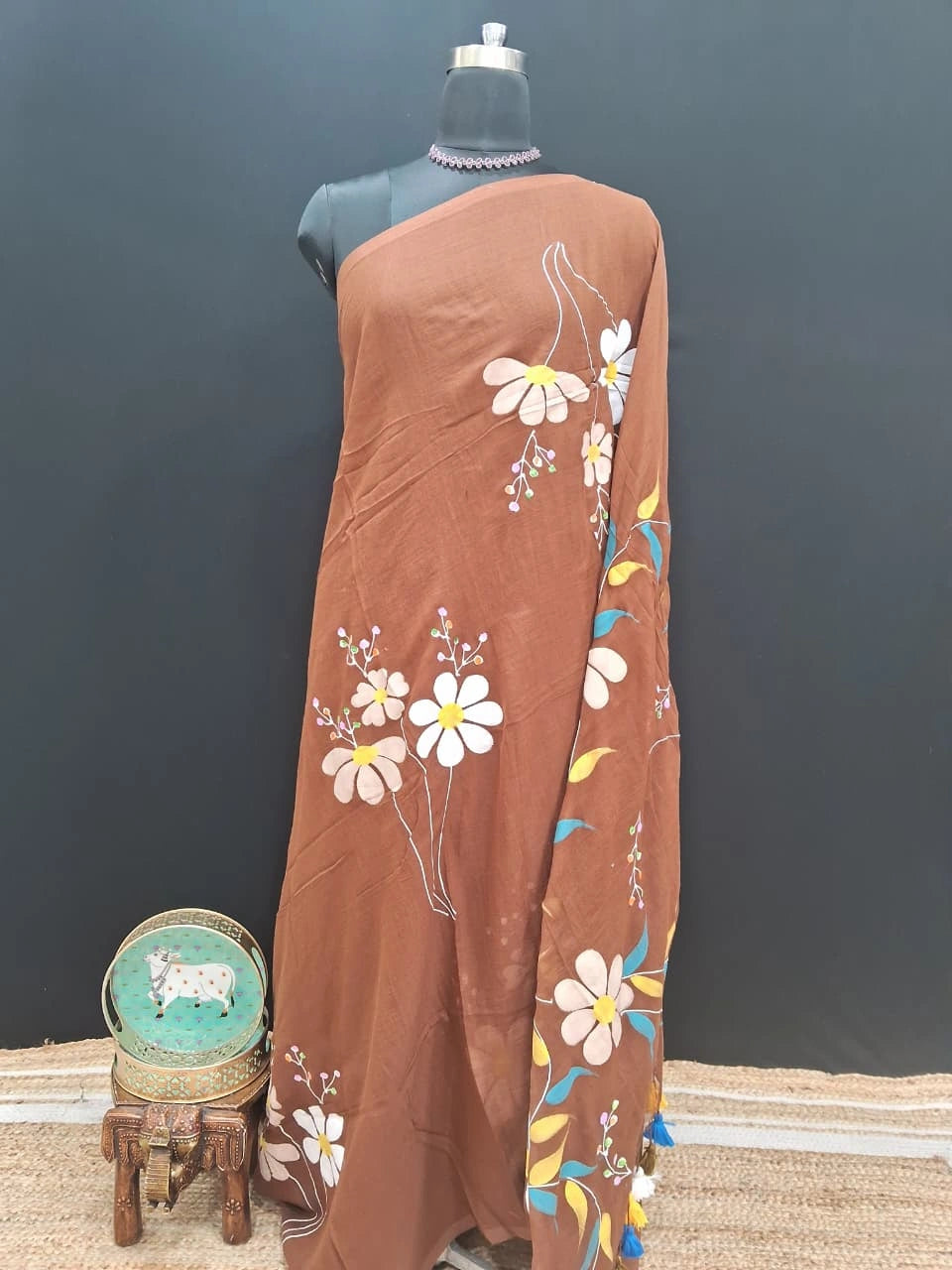 Chocolate Brown Khadhi Cotton Saree 