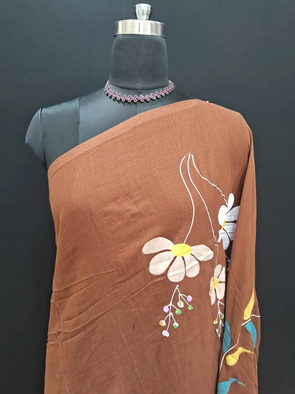 Chocolate Brown Khadhi Cotton Saree