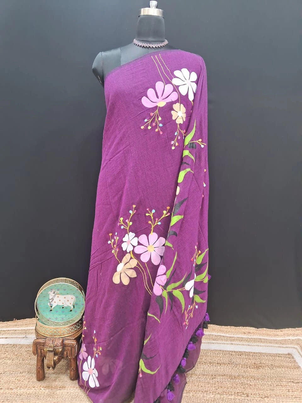 Purple Khadhi Cotton Saree