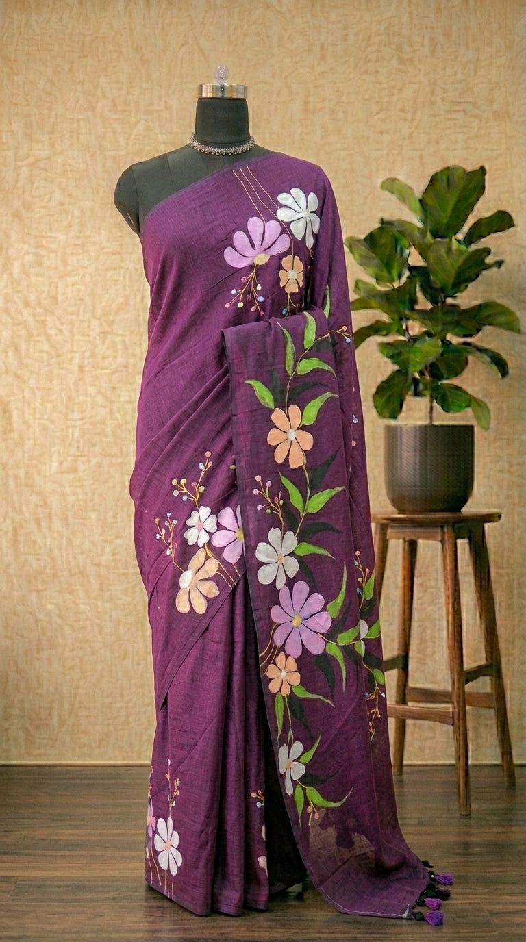 Purple Khadhi Cotton Saree