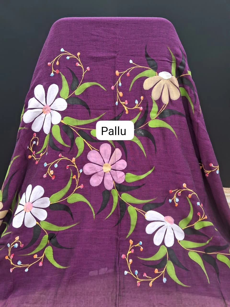 Purple Khadhi Cotton Saree pallu