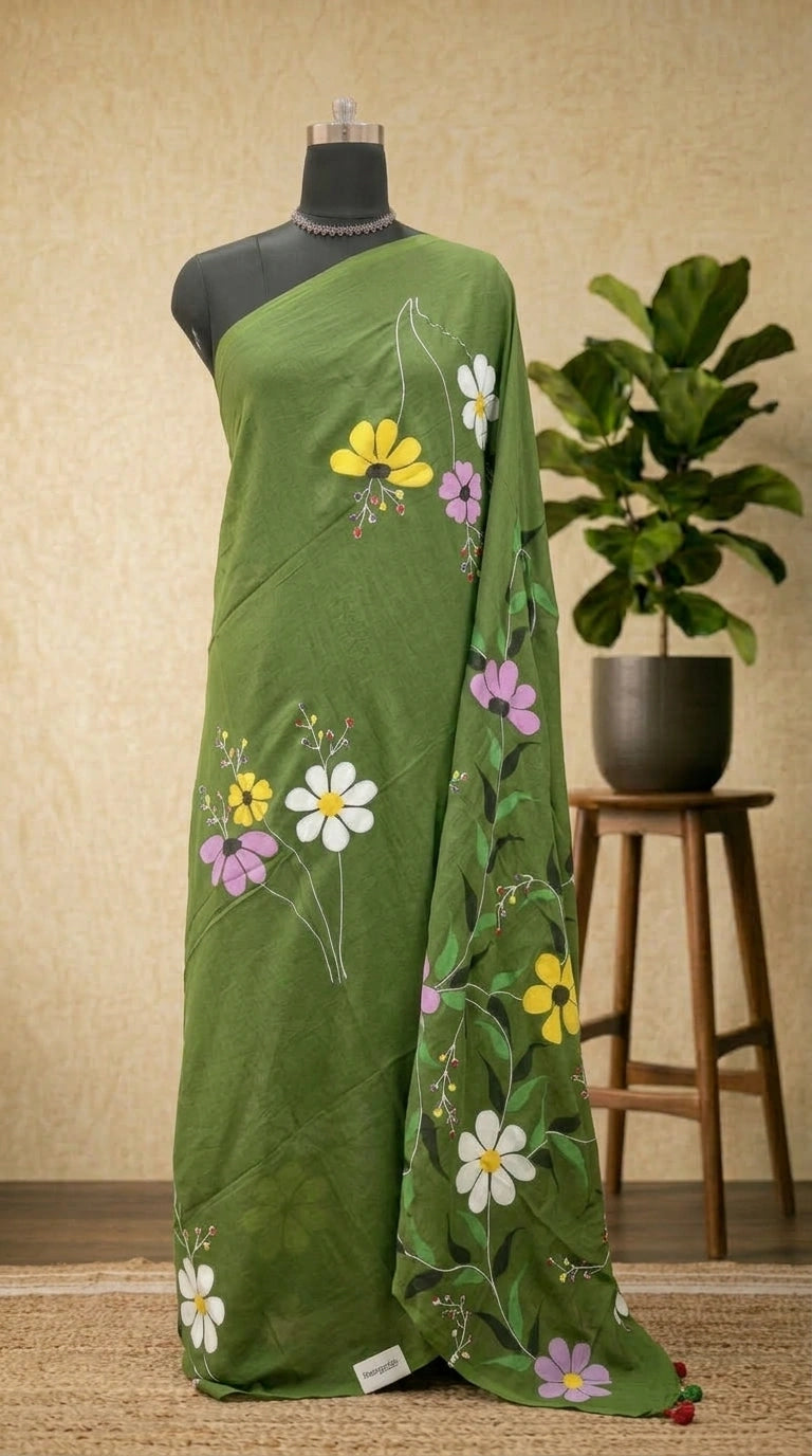 Green Khadhi Cotton Saree 