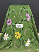 Green Khadhi Cotton Saree  pallu
