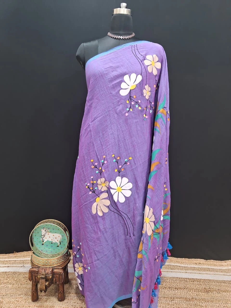 Lavender Khadhi Cotton Saree