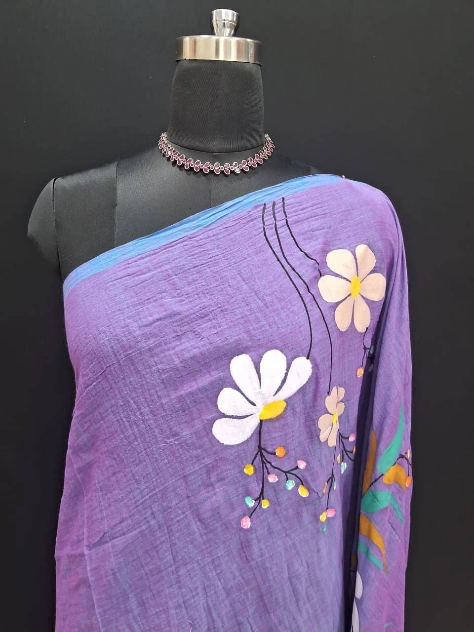 Lavender Khadhi Cotton Saree 