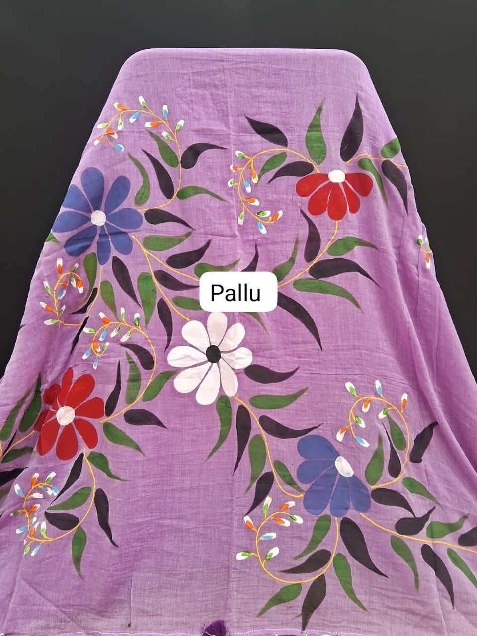 Light Lavender Khadhi Cotton Saree pallu