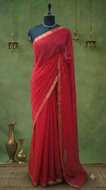 Fire Red Khadhi Cotton Saree