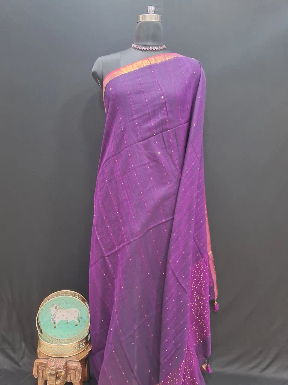 Purple Khadhi Cotton Saree 