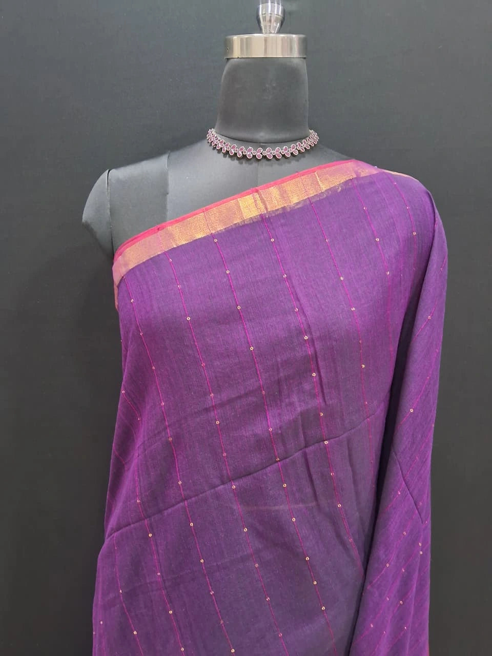 Purple Khadhi Cotton Saree 1
