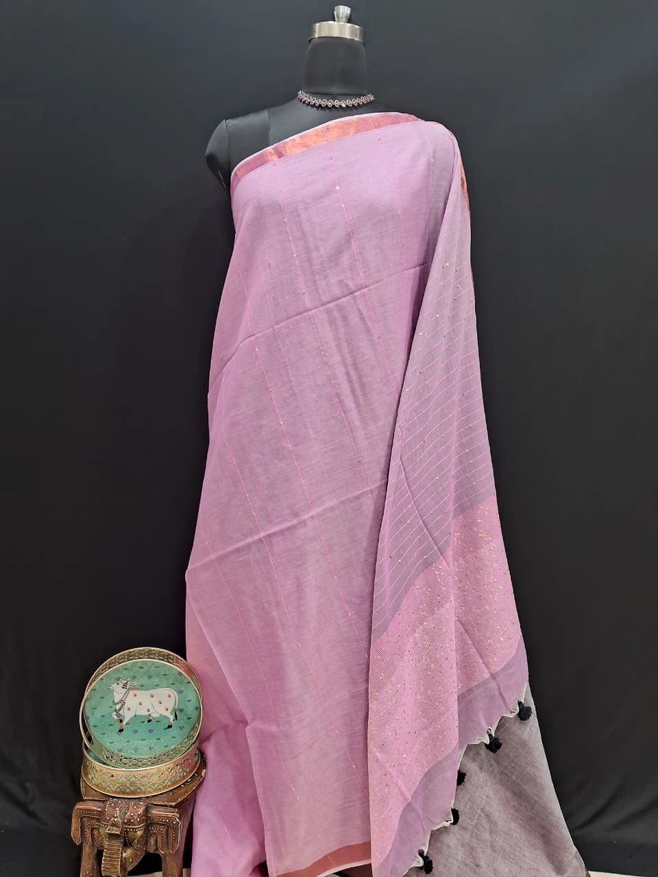 Baby Pink Khadhi Cotton Saree 