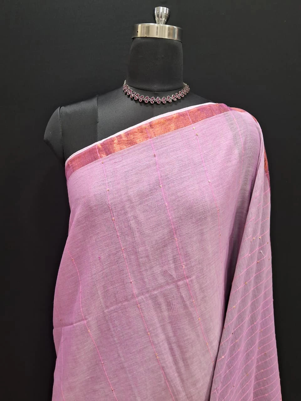 Baby Pink Khadhi Cotton Saree 1