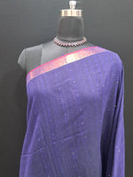 Navy Blue Khadhi Cotton Saree 1