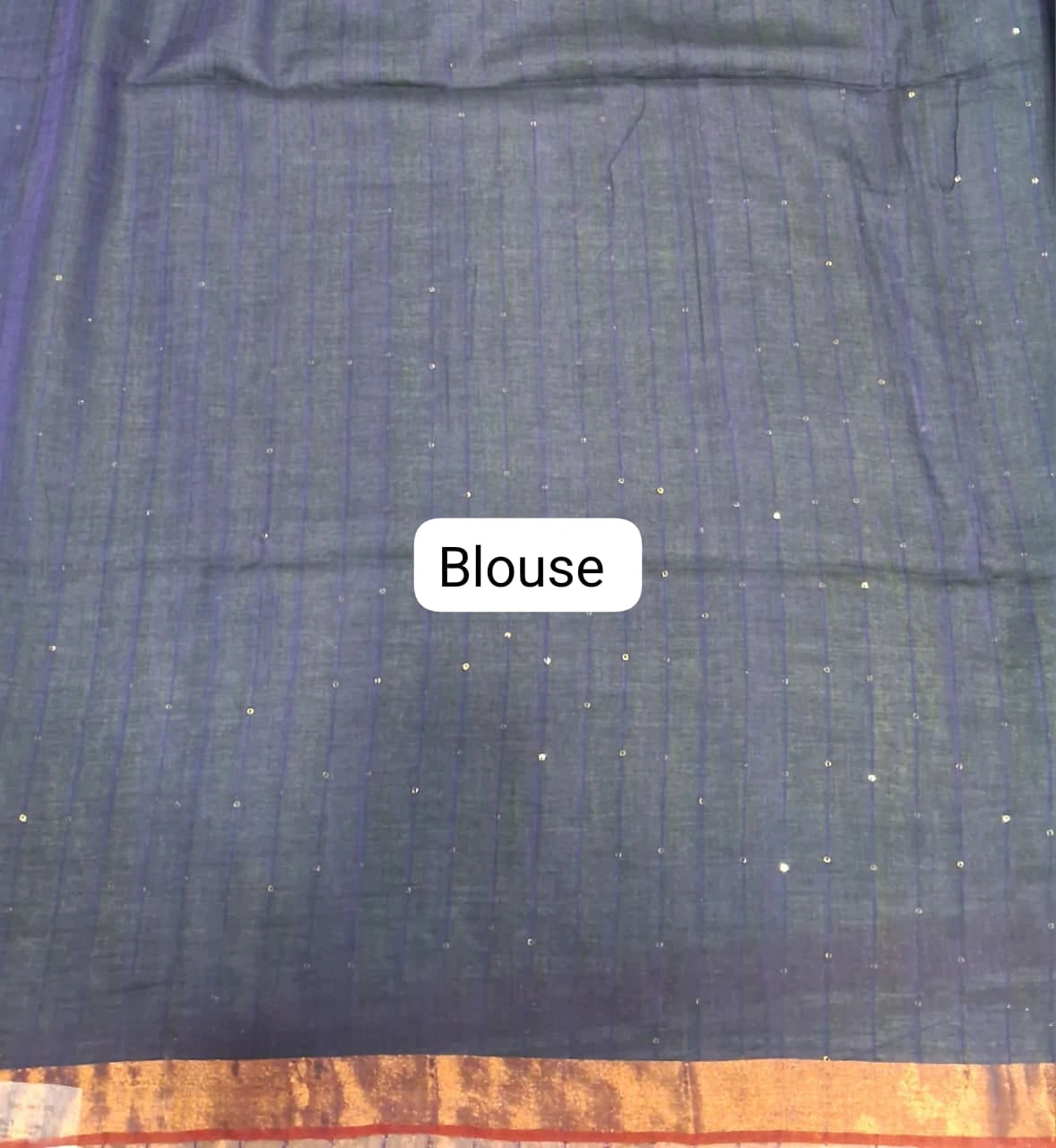 Navy Blue Khadhi Cotton Saree blouse