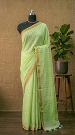 Bright Green Khadhi Cotton Saree 