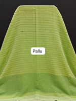 Bright Green Khadhi Cotton Saree pallu